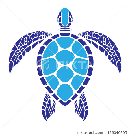 Creative illustration of a blue sea turtle featuring geometric patterns, representing marine life and ocean conservation efforts Creative illustration of a blue sea turtle featuring geometric patterns, representing marine life and ocean conservation efforts 126046805