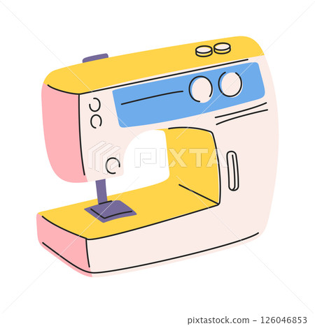 Sewing machine hand drawn element Sewing machine hand drawn element 126046853