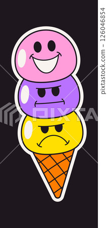 Ice-cream funny faces summer sticker 126046854