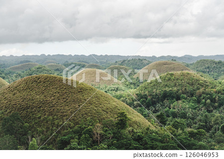Stunning views of Chocolate Hills. Beautiful landmark Stunning views of Chocolate Hills. Beautiful landmark 126046953