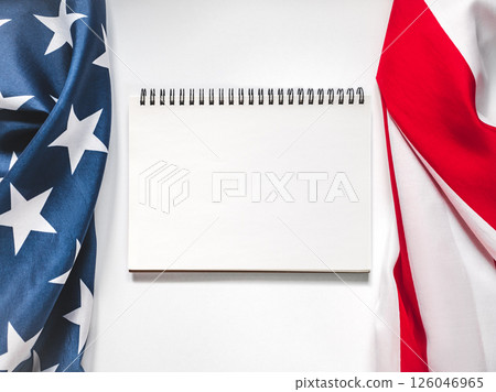 American Flag on white background. Greeting card 126046965