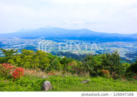 從矢岳高原眺望宮崎縣蝦野市的街景 126047166