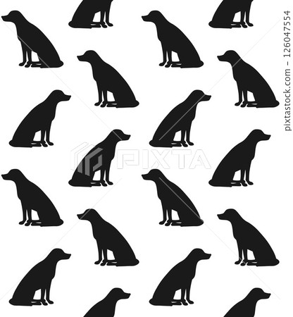 Vector seamless pattern of Labrador dog silhouette 126047554