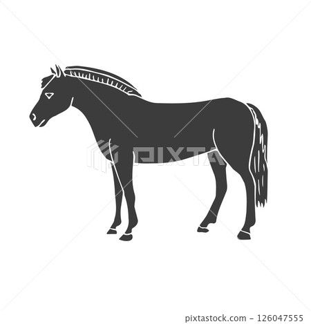 Vector hand drawn sketch doodle fjord horse Vector hand drawn sketch doodle fjord horse 126047555