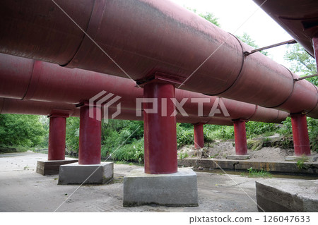 Red large water supply pipelines 126047633