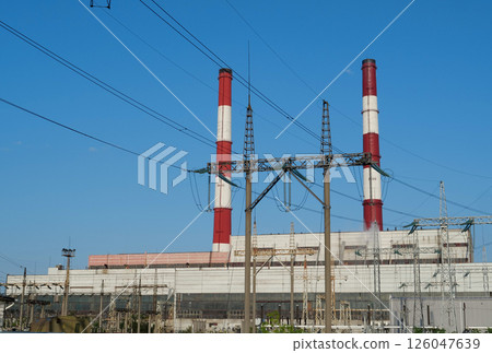 Heat electric power station and electric transmission tower 126047639