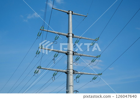 Power transmission tower and blue sky Power transmission tower and blue sky 126047640