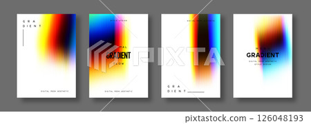 3d glassmorphism glass with iridescent colors on the white. Abstract gradient background. Corrugated trendy texture. Vector illustration. 126048193