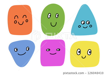 Cheerful and Colorful Smiling Shapes Created Specifically for Young Kids to Enjoy and Play With 126048410