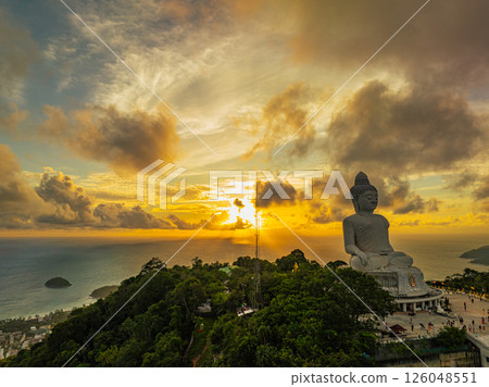 aerial view of Phuket Big Buddha at Sunset 126048551