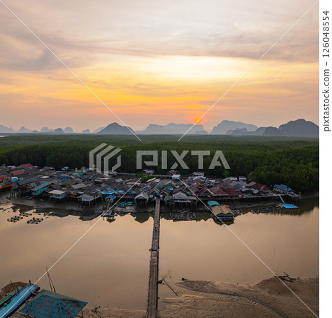 Aerial view of amazing Bang Phat fishing village island Aerial view of amazing Bang Phat fishing village island 126048554