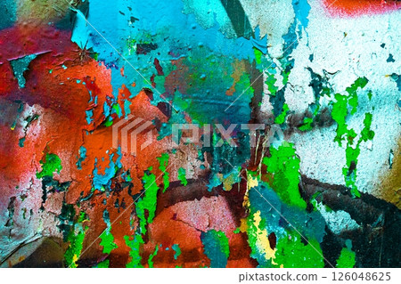 Textured Abstract Paint Layers in Bold Neon Colors for 80s Acid Style Textured Abstract Paint Layers in Bold Neon Colors for 80s Acid Style 126048625