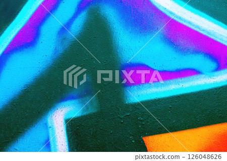 Vibrant Graffiti Art with Neon Blue, Pink, Orange for 80s, Street Style Vibrant Graffiti Art with Neon Blue, Pink, Orange for 80s, Street Style 126048626