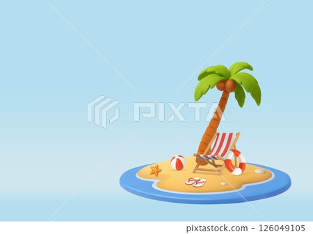 3d Relaxing Tropical Beach Scene with Palm . 3d Relaxing Tropical Beach Scene with Palm . 126049105