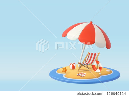 3d Relaxing Tropical Beach Scene. 3d Relaxing Tropical Beach Scene. 126049114