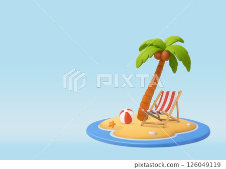 3D beach palm and ball,,chair 3D beach palm and ball,,chair 126049119