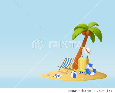 3d Tropical Vacation Setup with Palm 126049134