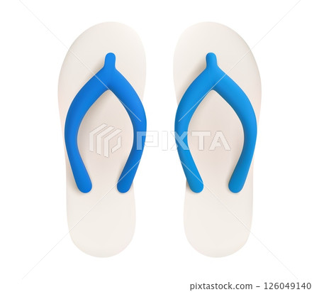 3d Summer blue Beach Flip Flops sandals, 126049140