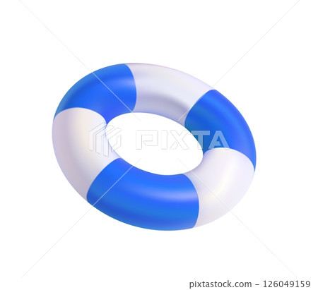 3D Inflatable swimming ring in blue, 3D Inflatable swimming ring in blue, 126049159