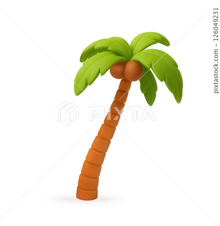 3D Cute cartoon tropical palm tree 3D Cute cartoon tropical palm tree 126049231