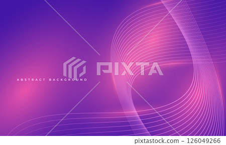 Purple and pink abstract background with glowing wavy lines. 126049266