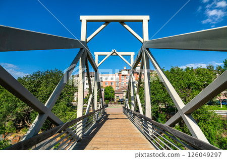 Footbridge across the Snake River in Idaho Falls - Idaho, United States Footbridge across the Snake River in Idaho Falls - Idaho, United States 126049297