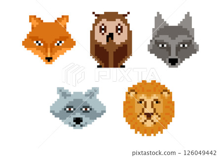 Wild Animals Pixel Art set Wild Animals Pixel Art set 126049442