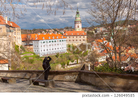 Cesky Krumlov tower and historic buildings, Czech Republic Cesky Krumlov tower and historic buildings, Czech Republic 126049585