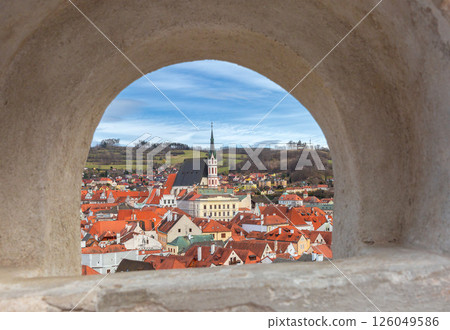 Cesky Krumlov old town and Church of Saint Vitus, Czech Republic Cesky Krumlov old town and Church of Saint Vitus, Czech Republic 126049586