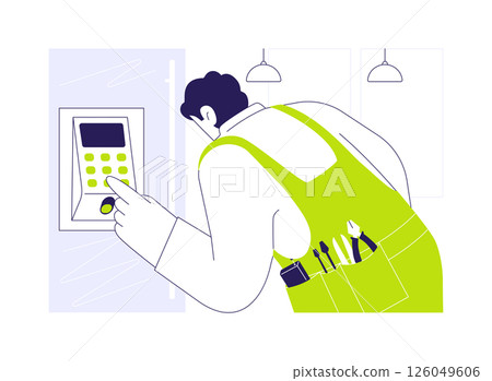 Smart access system installation abstract concept vector illustration. Smart access system installation abstract concept vector illustration. 126049606