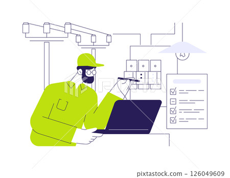 Testing of electrical wiring abstract concept vector illustration. Testing of electrical wiring abstract concept vector illustration. 126049609