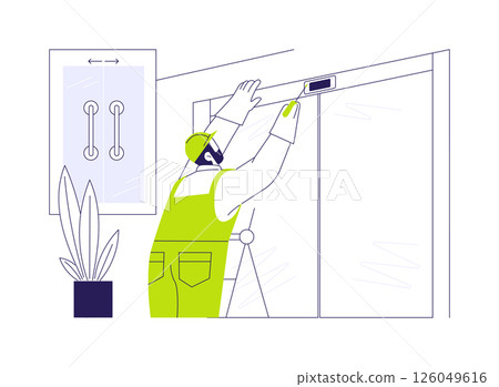 Automatic sliding doors installation abstract concept vector illustration. 126049616