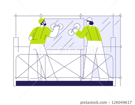 Outdoor windows installation abstract concept vector illustration. 126049617
