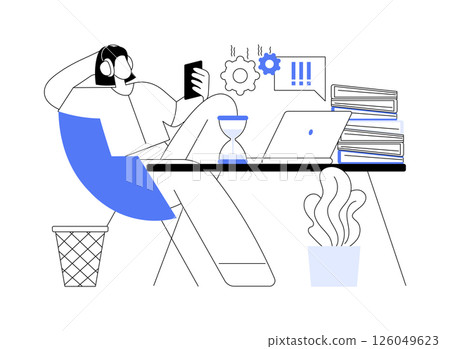 Procrastination isolated cartoon vector illustrations. Procrastination isolated cartoon vector illustrations. 126049623