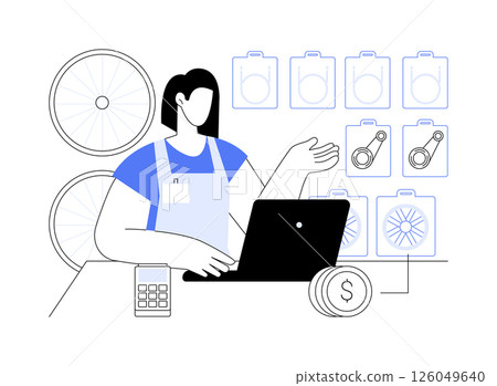 Sell bike accessories isolated cartoon vector illustrations. 126049640