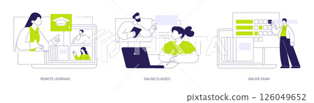 Distance educational process isolated cartoon vector illustrations se 126049652