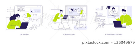 Online business courses isolated cartoon vector illustrations se 126049679