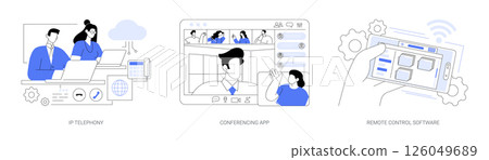 Teamwork technologies isolated cartoon vector illustrations se 126049689