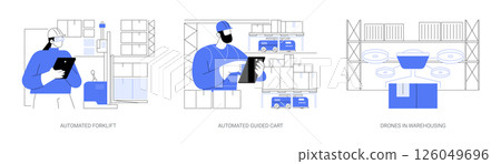 Automated vehicles in warehousing isolated cartoon vector illustrations se Automated vehicles in warehousing isolated cartoon vector illustrations se 126049696