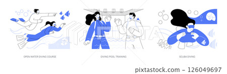 Diving school isolated cartoon vector illustrations se 126049697