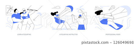 Kitesurfing isolated cartoon vector illustrations se 126049698