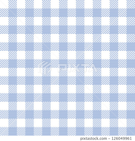 Classic kitchen tablecloth tartan plaid style pattern. Geometric check print in light blue color. Classical English background picnic plaid for textile fashion design. Classic kitchen tablecloth tartan plaid style pattern. Geometric check print in light blue color. Classical English background picnic plaid for textile fashion design. 126049961