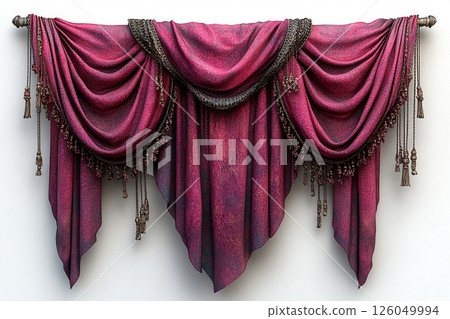 Fabric wall hanging on a white background. Boho-chic style. Fabric wall hanging on a white background. Boho-chic style. 126049994