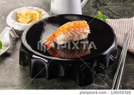 Japanese cuisine - sushi with prawn Japanese cuisine - sushi with prawn 126050398