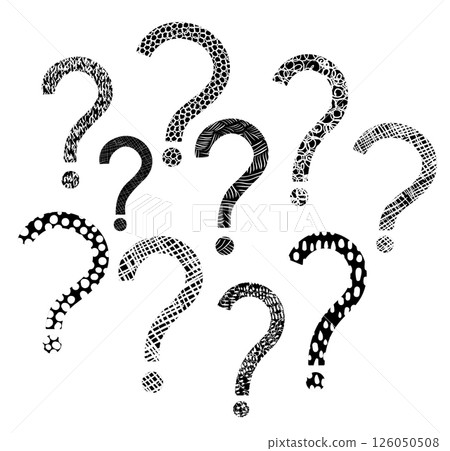 Modern vector set with question mark icons with texture in black and white 126050508