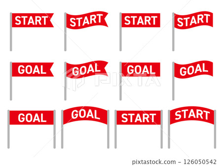 Set of various goal and start flag illustrations_red Set of various goal and start flag illustrations_red 126050542