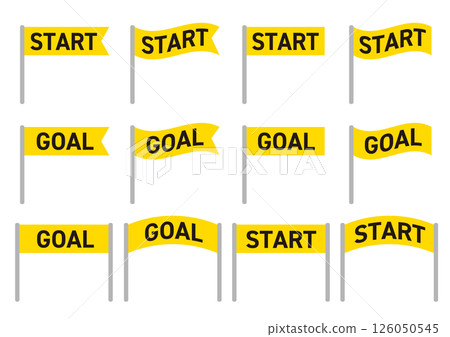Set of various goal and start flag illustrations_yellow 126050545