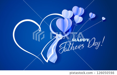 Bow Tie in heart Happy Fathers Day. Continuous One line drawing. Concept Fathers Day card. Bow Tie in heart Happy Fathers Day. Continuous One line drawing. Concept Fathers Day card. 126050598