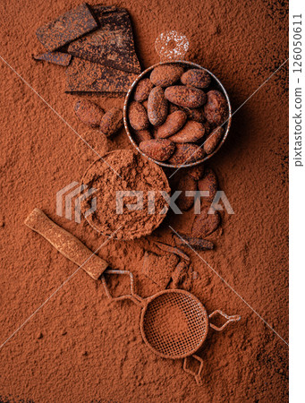 Cocoa powder chocolate texture background Cocoa powder chocolate texture background 126050611