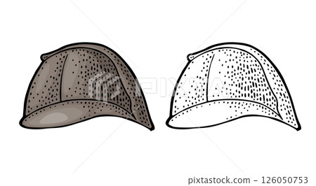 Deerstalker hat. Vintage color engraving illustration. Isolated on white 126050753